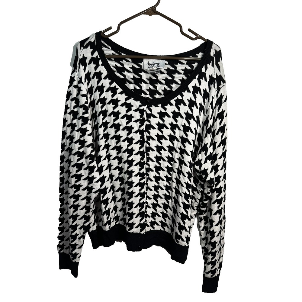 anthony richards womens black and white‎ button up cardigan size 2X XXL